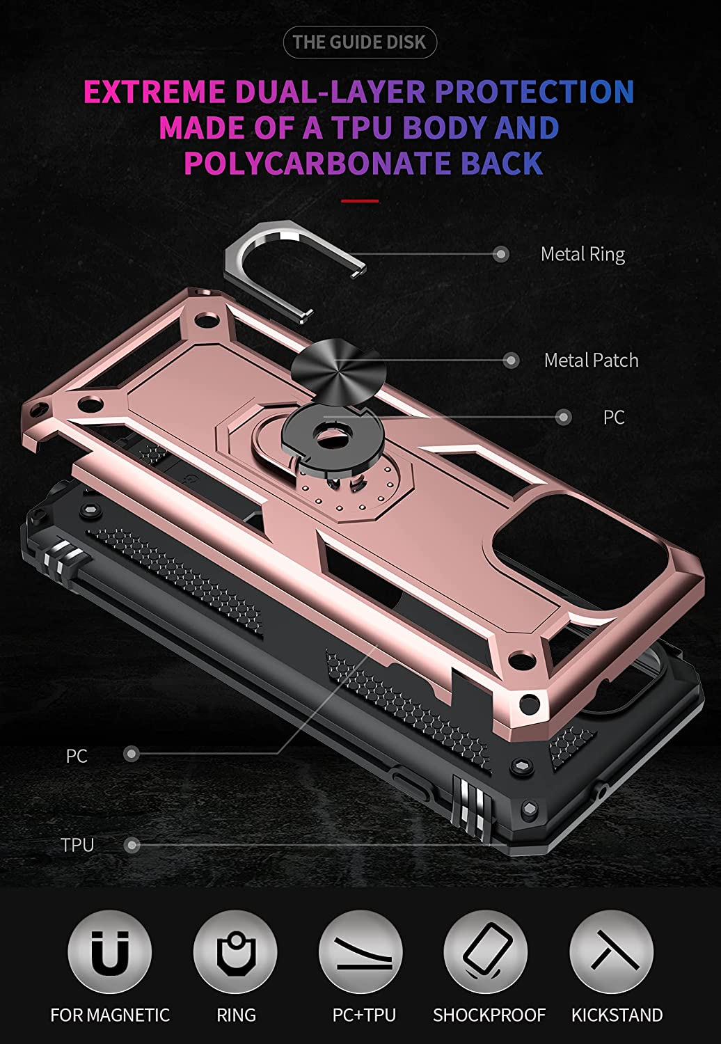 Protectores para celular  para Motorola  MOTO G100 Funda reforzada con anillo v2 Rosa